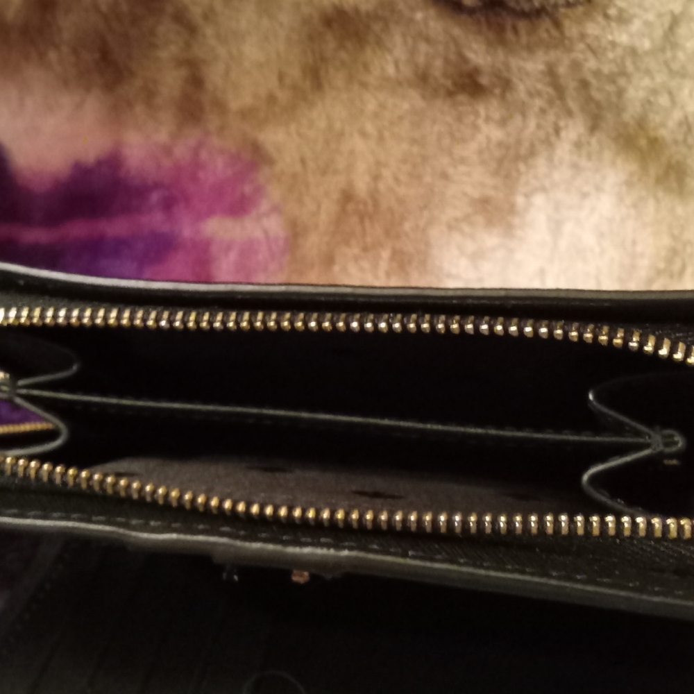 Kate Spade Medium Cameron Black Saffiano Leather Bi-Fold Zip Wallet EUC - Picture 7 of 7